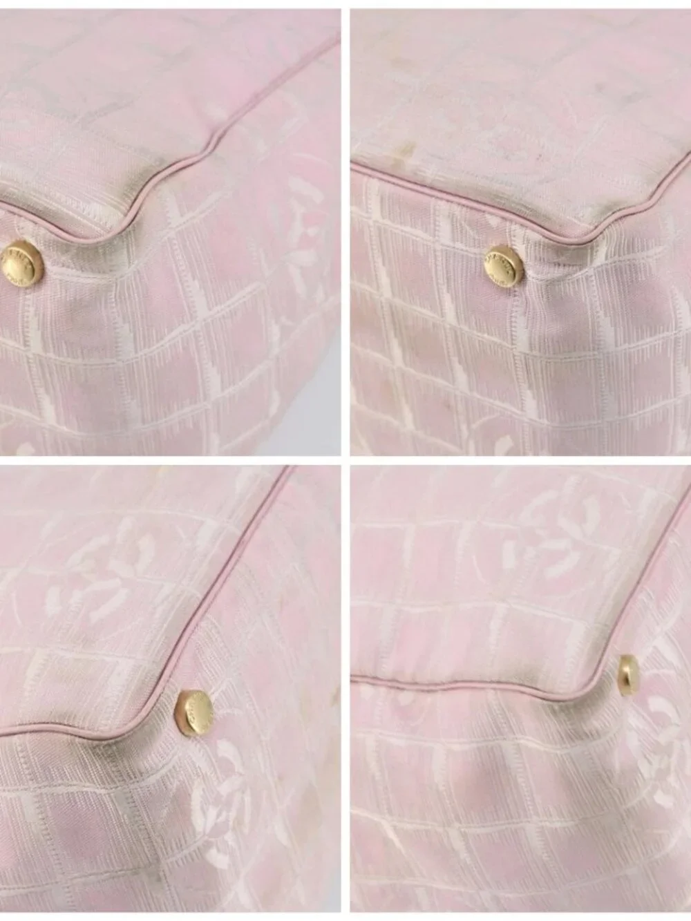 CHANEL New Travel Line Tote Bag Nylon Pink Gold CC Auth mr1511